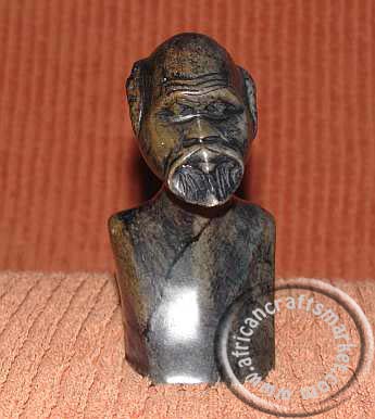 African carved stone Zulu bust