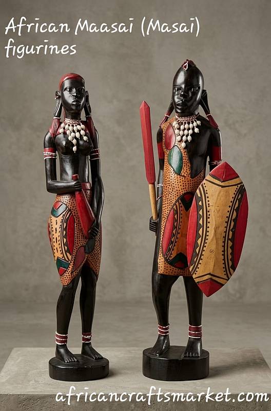 African Maasai wooden couple African Masai wooden carved couple