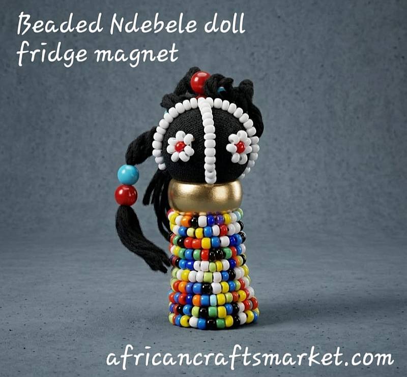 African Ndebele beaded fridge magnet