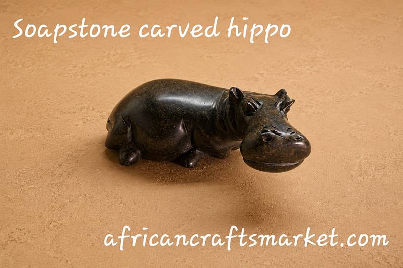 African stone hippo hand-carved sitting sculpture African stone hippo hand-carved sitting sculpture