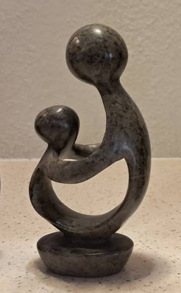 African Soapstone Abstract 2 heads mother and child