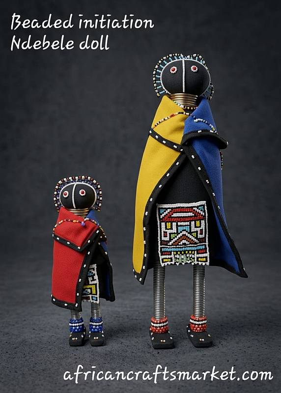 African Ndebele beaded iniviation doll