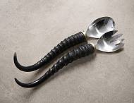 Blesbok Horn Salad Servers Natural Springbok horn salad server set for dining and entertaining