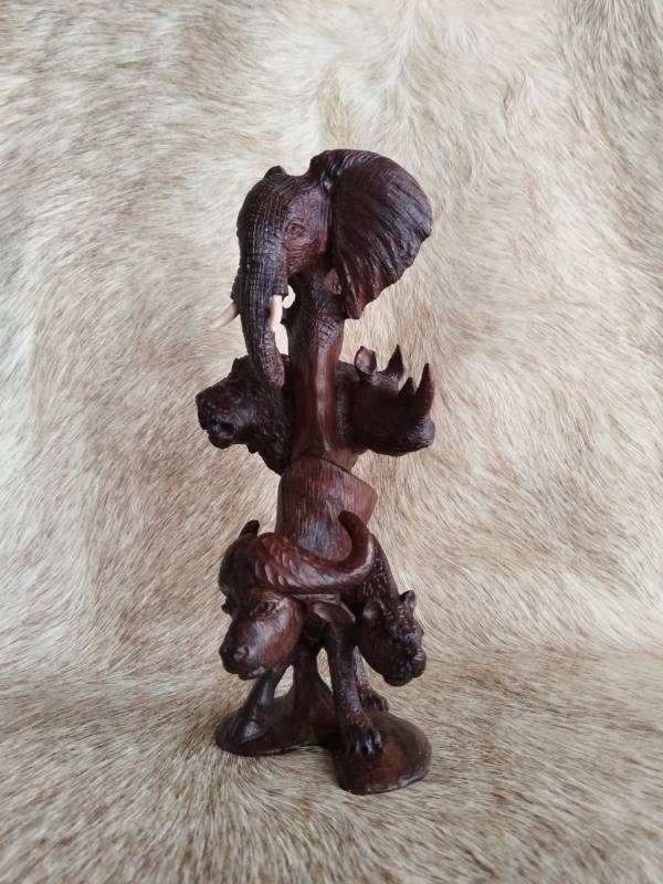 African wooden big 5 animal set