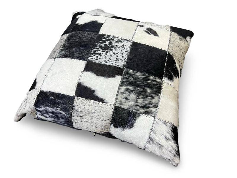 Nguni hide cushion-black and white 10cm patch Nguni hide cushion-black and white 10cm patch
