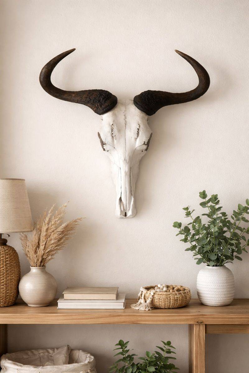 Authentic African Blue Wildebeest horns and skull, professionally cleaned game trophy Authentic African Blue Wildebeest horns and skull, professionally cleaned game trophy