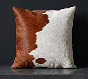 Brown and White Nguni cow hide cushion Nguni hide cushion-brown