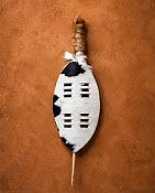 Genuine Nguni hide Zulu dance shield measuring 35 cm, handcrafted traditional South African warrior curio