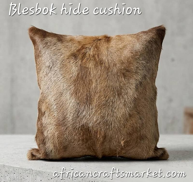 Tanned Blesbok hide cushion Blesbok hide cushion