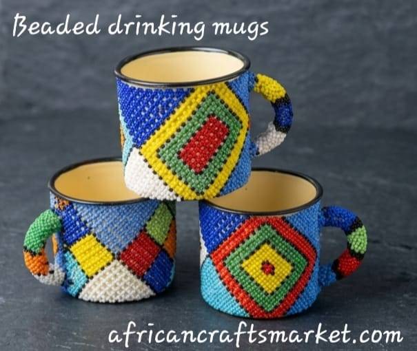 African beaded coffee mug