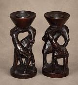 African Wood Giraffe Candle Holders