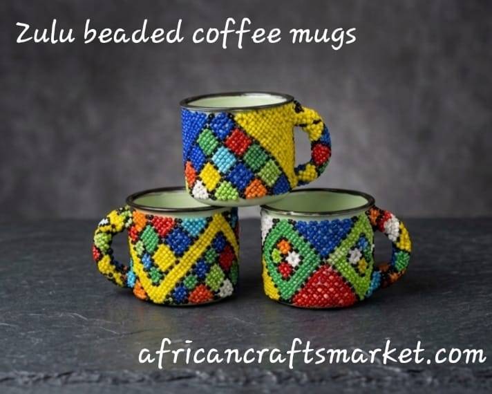 African beaded coffee mug