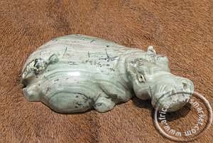 African Jade  stone sitting hippo