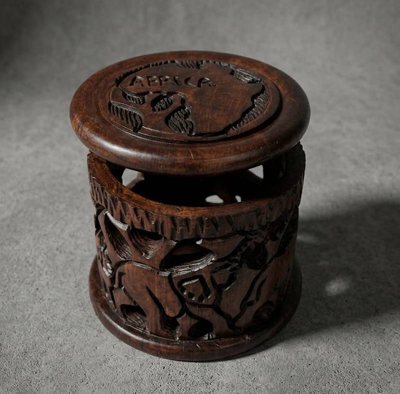 African hand carved wooden coasters