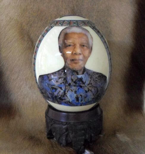 African decoupage ostrich egg - Nelson Mandela