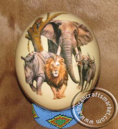African ostrich egg big 5 and African map