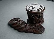 African Wooden Drinking Coaster set African Wooden Drinking Coaster set