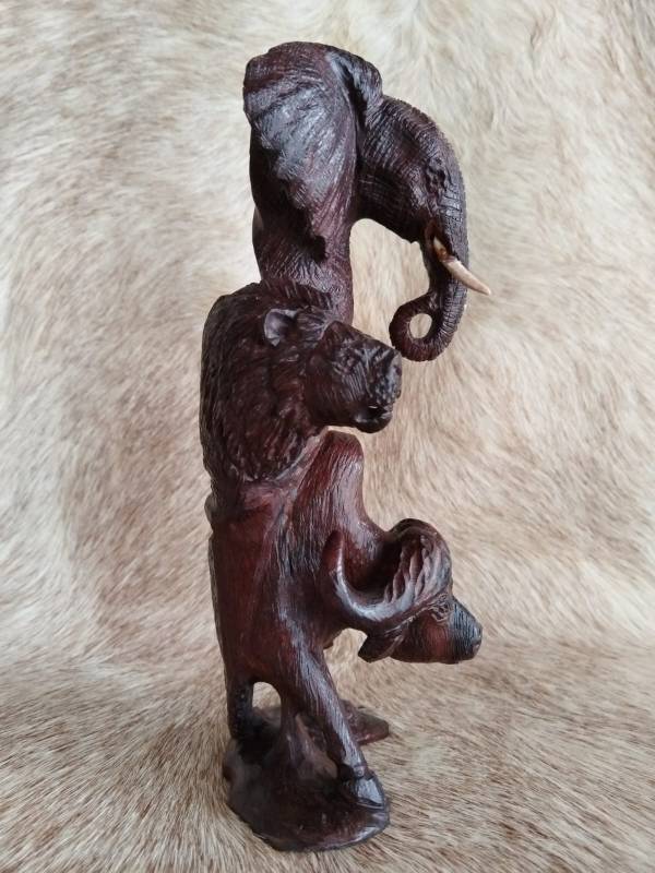 African wooden big 5 animal set